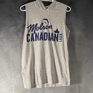 Molson Canadian Men's Hooded Muscle Tank Top Sleeveless Shirt Small